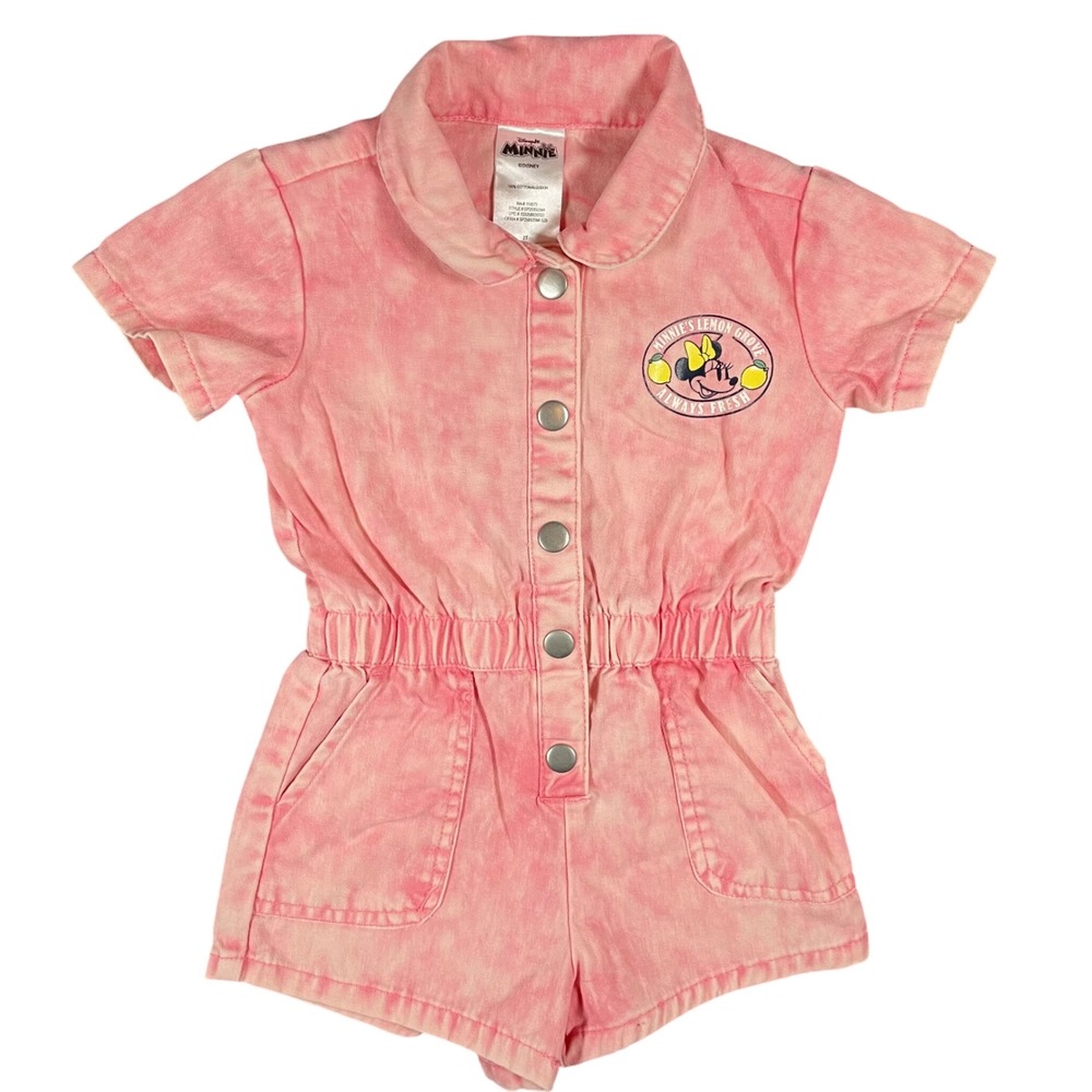 Disney Toddler Girl Romper Size 2T Acid Pink Minnie's Lemon Grove Print